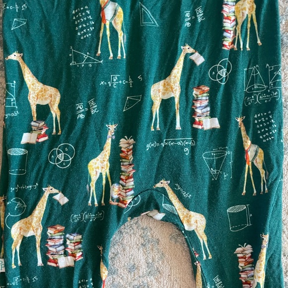 🦒 Posh Peanut Bamboo Viscose Giraffe Math Print Footed One Piece Pajama - Picture 9 of 13
